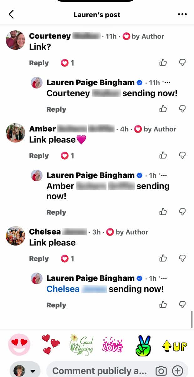 Shoppers asking for the link