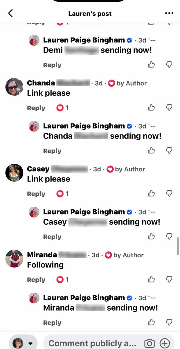 Shoppers asking for the link