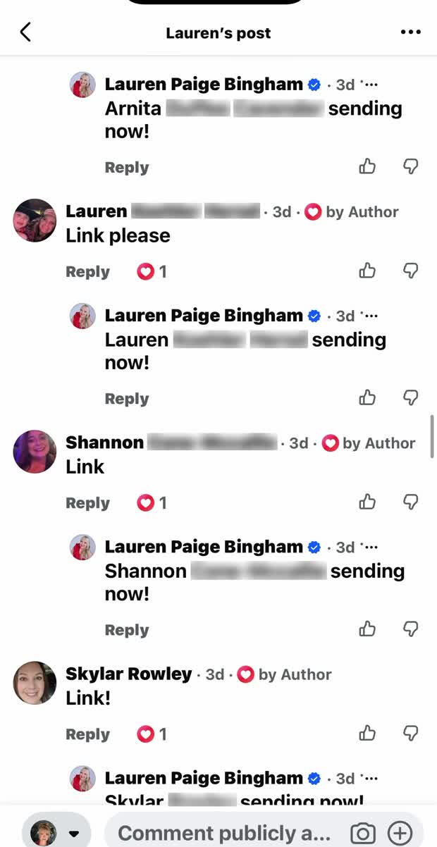 Shoppers asking for the link